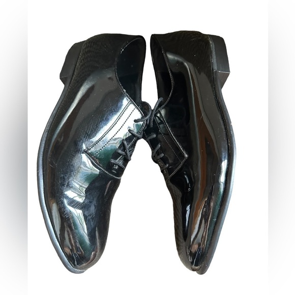 FREDERICO LEONE womens black patent leather tuxedo tie loafer 7.5 - Picture 5 of 7